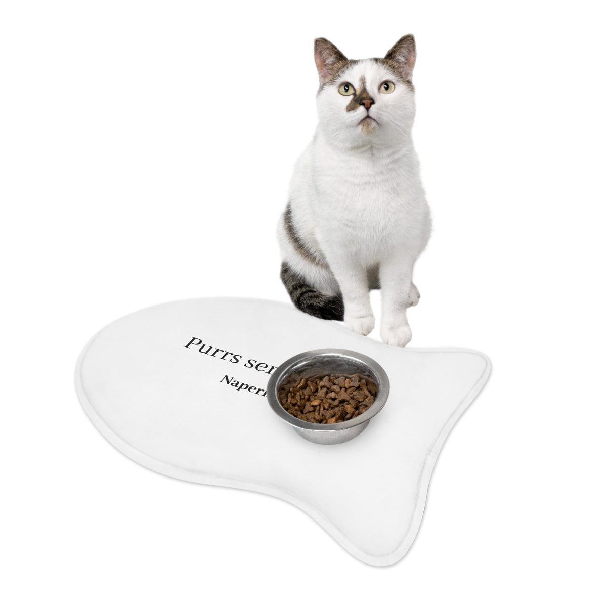 Cat Feeding Mat — "Purrs served here" Personalized Pet Placemat